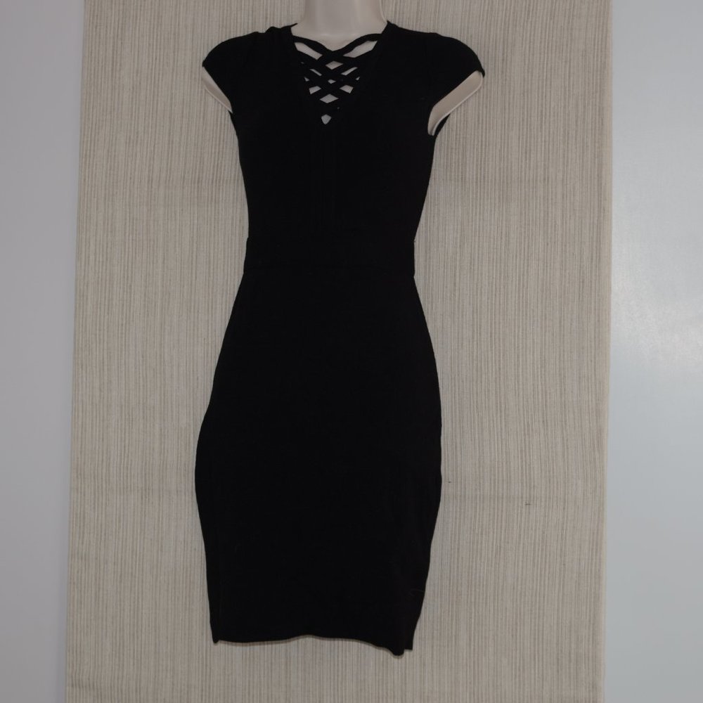 Milly black bodycon Jersey dress black cap sleeve.Size: P
